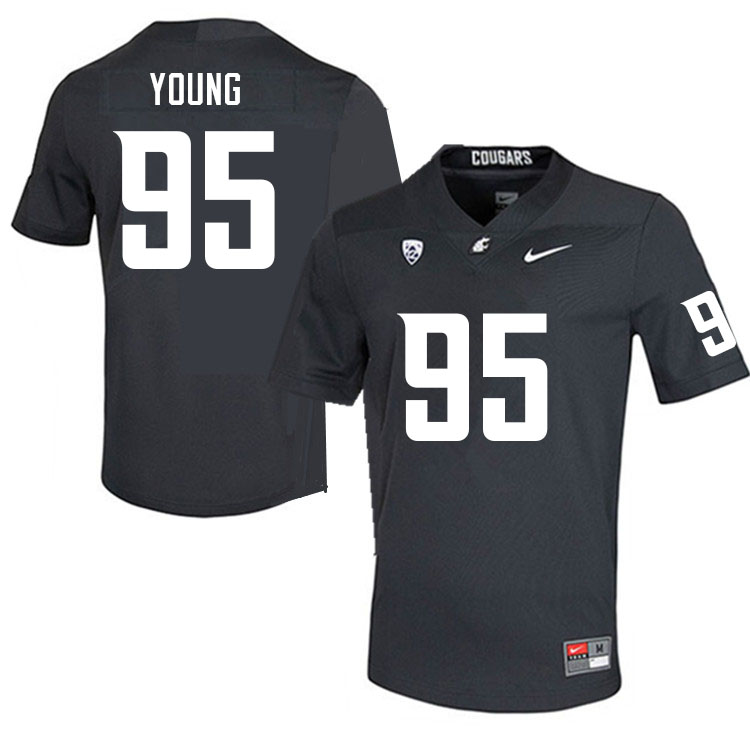 Men #95 Xavier Young Washington State Cougars College Football Jerseys Sale-Charcoal - Click Image to Close